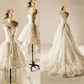 Unique Hi-Low Sweetheart Lace Wedding Dresses, Popular Lace Up Bridal Gown,